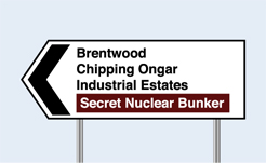 secret nuclear bunker road sign, UK