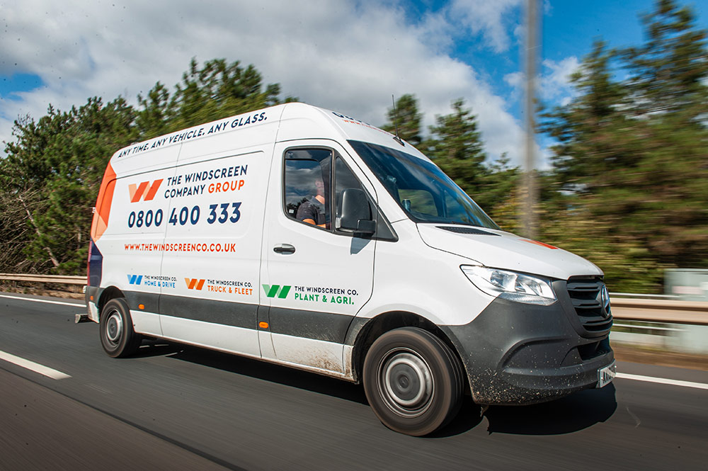 windscreen van on road