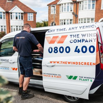 technician and windscreen replacement van