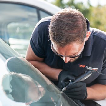 close up of van windscreen chip repair