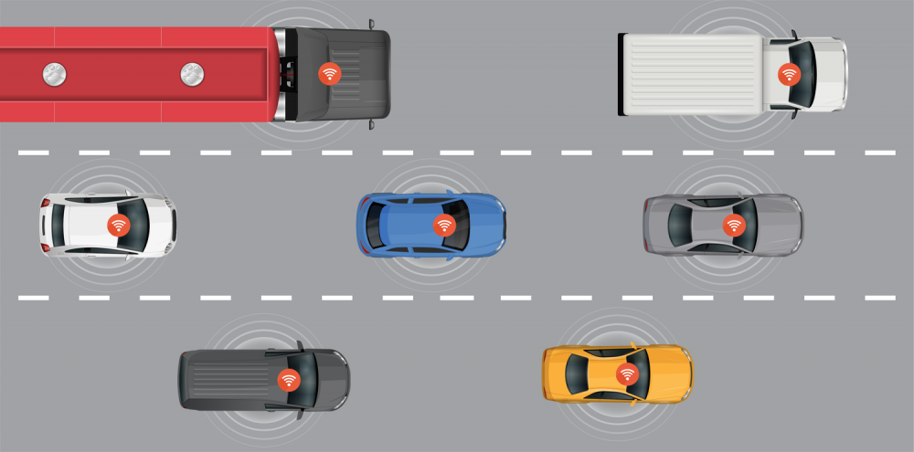Vehicles on motorway with ADAS systems