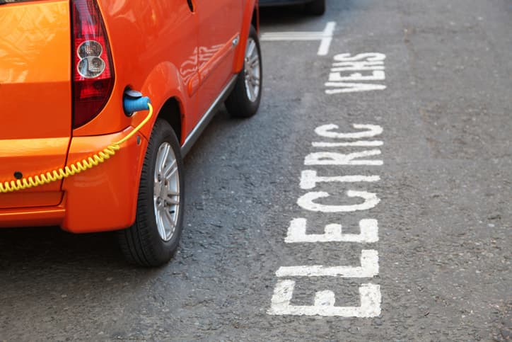 electric car charger, electric car being charged