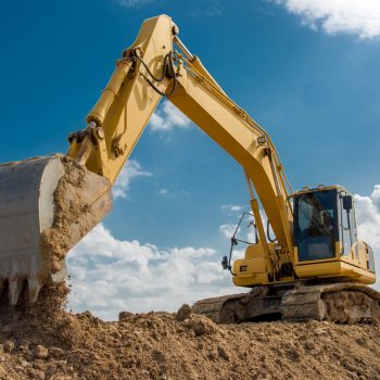 Excavator carrying out work
