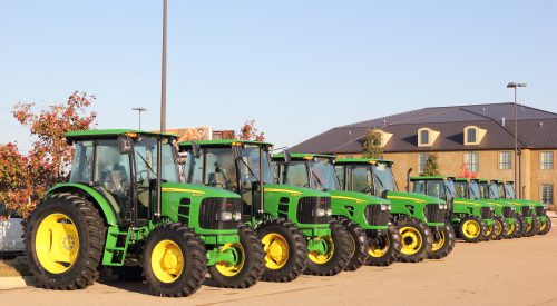 John Deere Tractors lined up