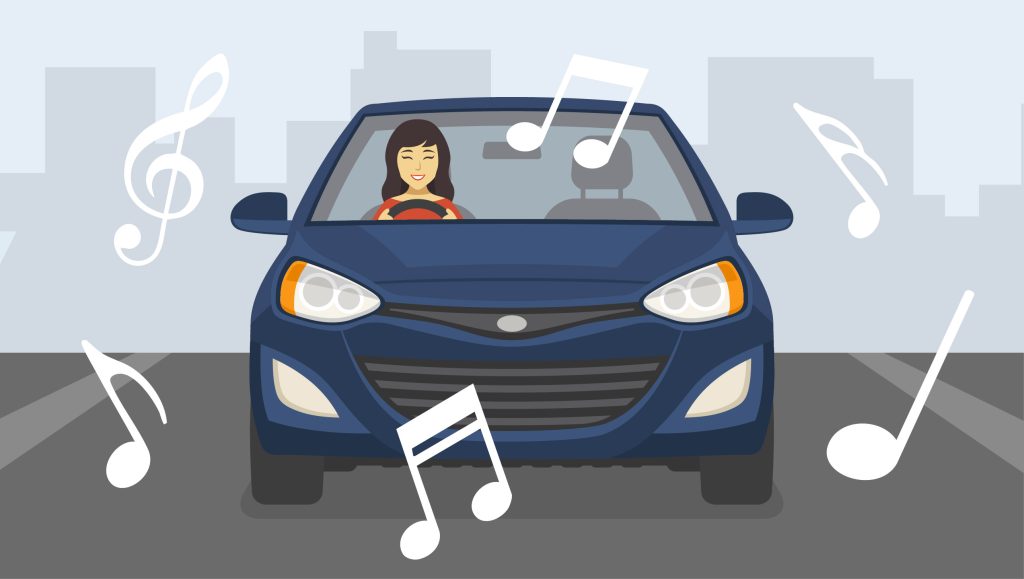 loud music playing whilst driving
